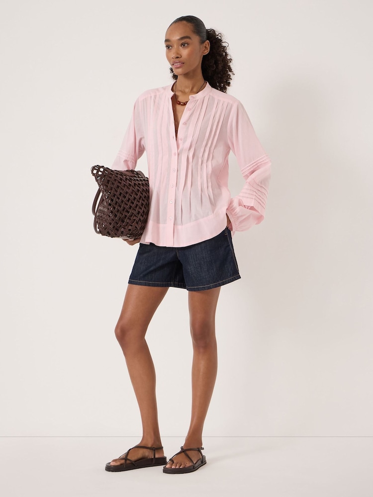 Hush Pink Fern Cotton Pintuck Detail Blouse - Image 2 of 5