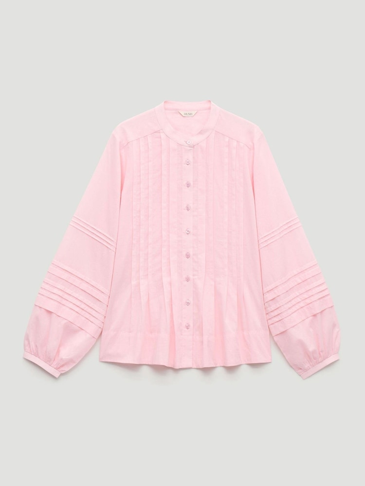Hush Pink Fern Cotton Pintuck Detail Blouse - Image 5 of 5