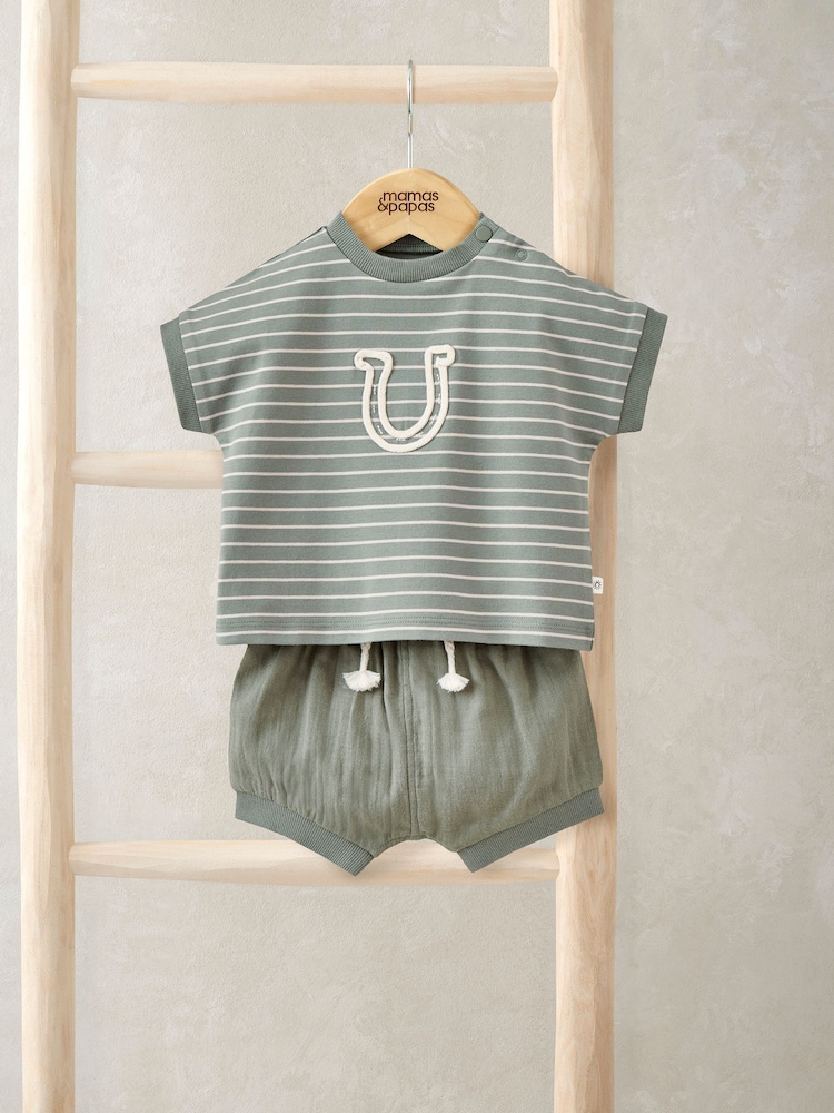 Mamas & Papas Horseshoe T-Shirt & Shorts Set - Bild 1 von 3