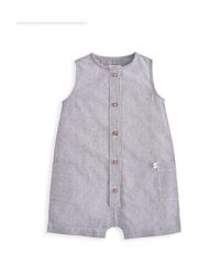 Mamas & Papas Blue Stripe Shortie Romper And Hat - Image 2 of 3