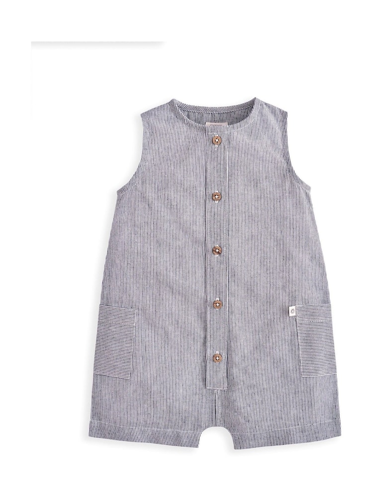 Mamas & Papas Blue Stripe Shortie Romper And Hat - Image 2 of 3