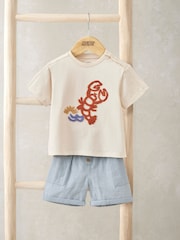 Mamas & Papas Blue Lobster T-Shirt And Shorts Outfit Set - Image 1 of 4