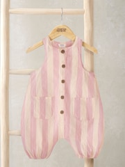 Mamas & Papas Pink Sleeveless Stripe Romper - Image 1 of 1