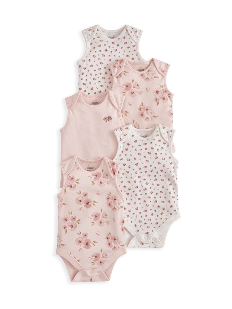 Mamas & Papas Pink Watercolour Bodysuits Pack of 5 - Image 2 of 2