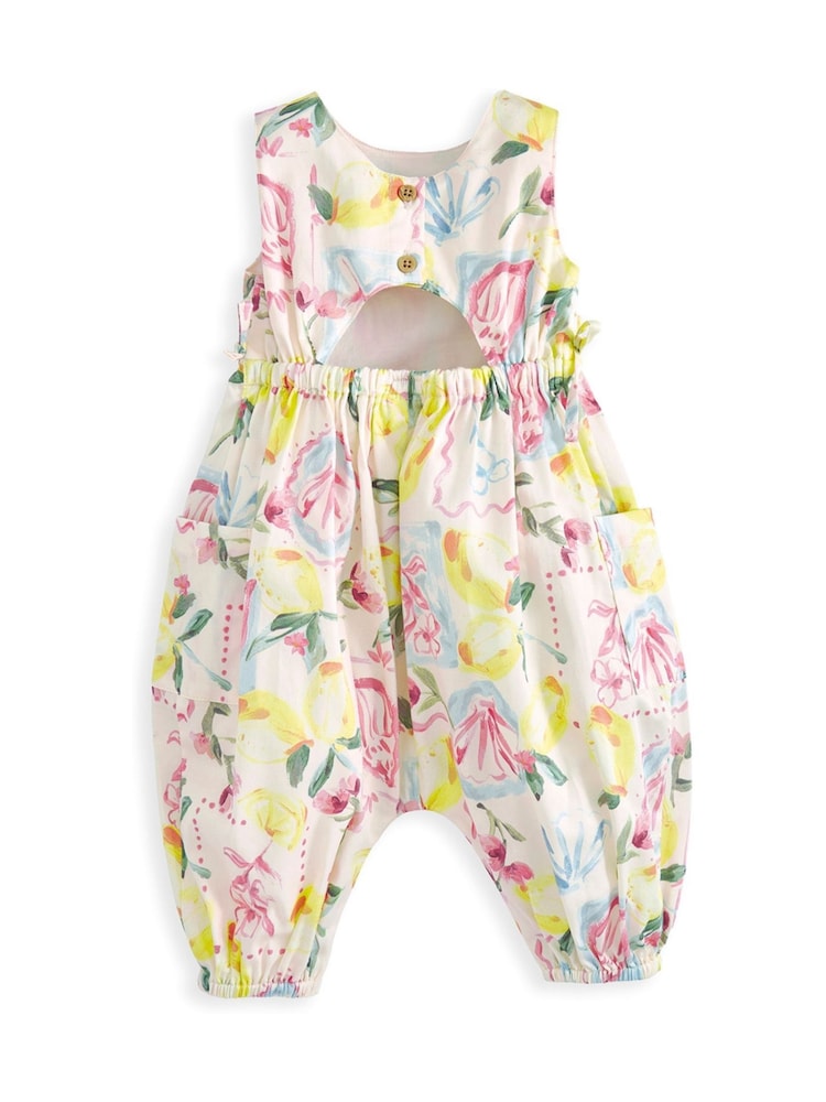 Mamas & Papas Yellow Floral Lemon Print Romper - Image 2 of 2
