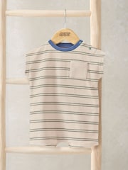 Mamas & Papas Cream Stripe Towelling Romper - Image 1 of 1