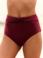 B by Ted Baker Burgundy Red High Waist Bikini Briefs with Tummy Control - Image 2 of 6