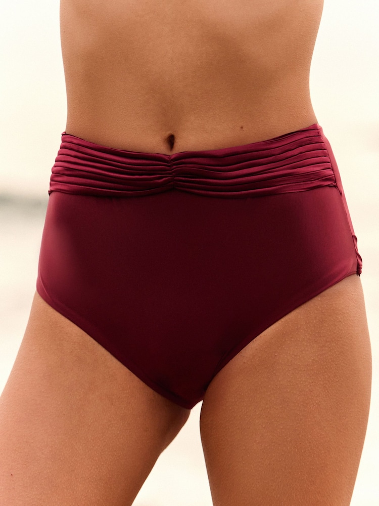 B by Ted Baker Burgundy Red High Waist Bikini Briefs with Tummy Control - Image 2 of 6 B by Ted Baker Burgundy Red High Waist Bikini Briefs with Tummy Control - Image 2 of 6
