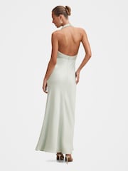 Forever New Green Becca Cowl Halter Neck Satin Gown - Image 2 of 4