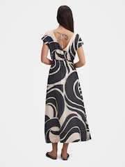 Forever New Blue Callie Elastic Waist Midi Dress Contains Linen - Image 2 of 4