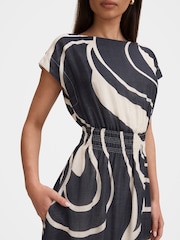 Forever New Blue Callie Elastic Waist Midi Dress Contains Linen - Image 3 of 4