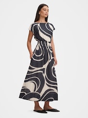 Forever New Blue Callie Elastic Waist Midi Dress Contains Linen - Image 4 of 4