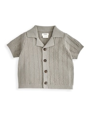 Mamas & Papas Green Knitted Shirt & Shorts Outfit Set - Image 2 of 3