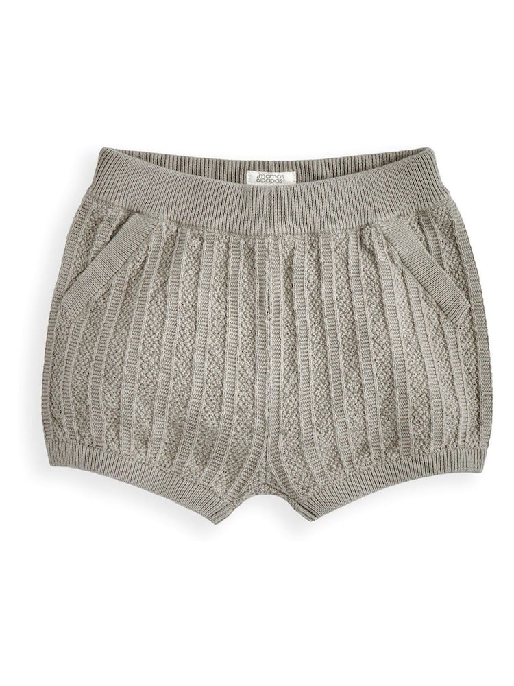 Mamas & Papas Green Knitted Shirt & Shorts Outfit Set - Image 3 of 3