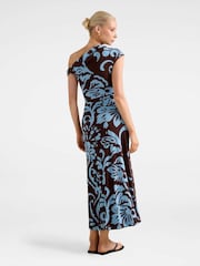 Forever New Brown Paris Draped Mesh Midi Dress - Image 2 of 4