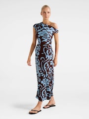 Forever New Brown Paris Draped Mesh Midi Dress - Image 4 of 4