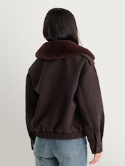 Good American Brown The Faux Leather Bomber Jacket - Image 2 of 7