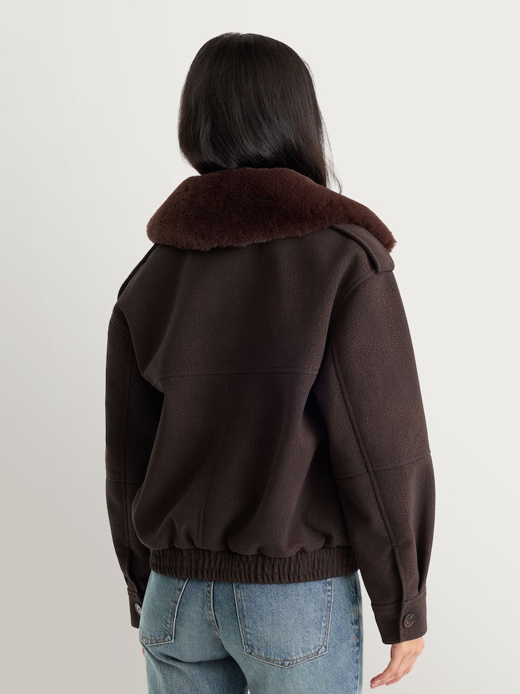 Good American Brown The Faux Leather Bomber Jacket - Image 2 of 7