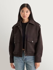 Good American Brown The Faux Leather Bomber Jacket - Image 5 of 7