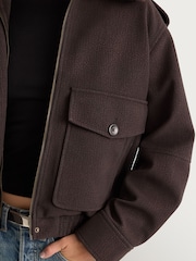 Good American Brown The Faux Leather Bomber Jacket - Image 7 of 7