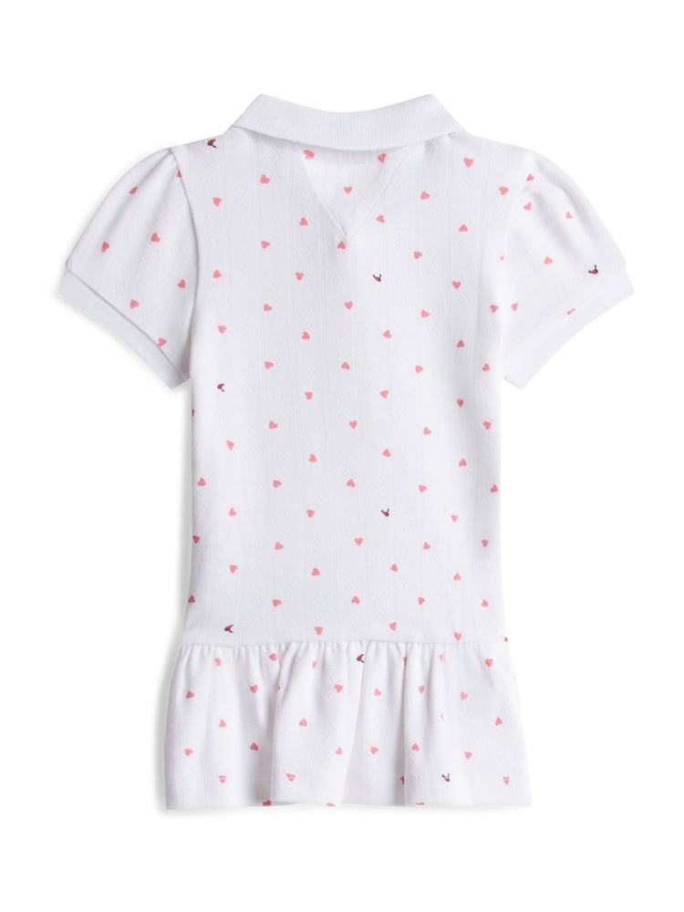 Tommy Hilfiger White Heart Print Pointelle Polo Dress - Image 2 of 2