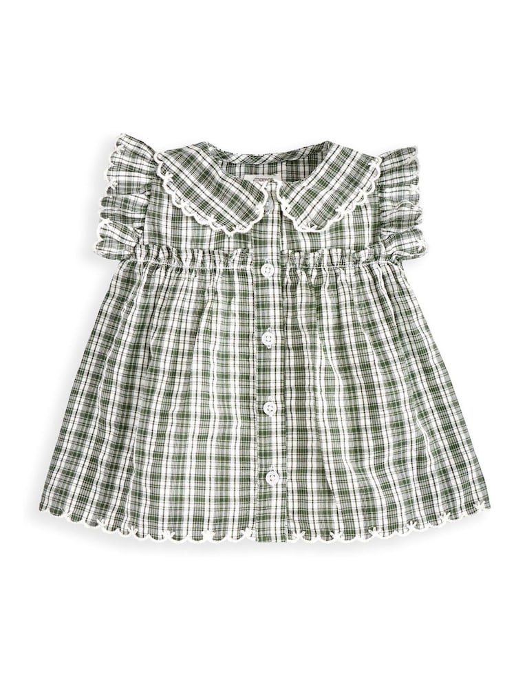 Mamas & Papas Green Gingham Blouse & Bloomers Set - Image 2 of 3