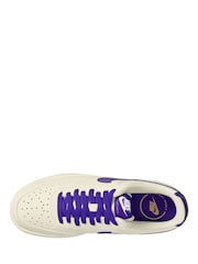 Nike White Blue Court Vision Low Trainers - Image 2 of 3