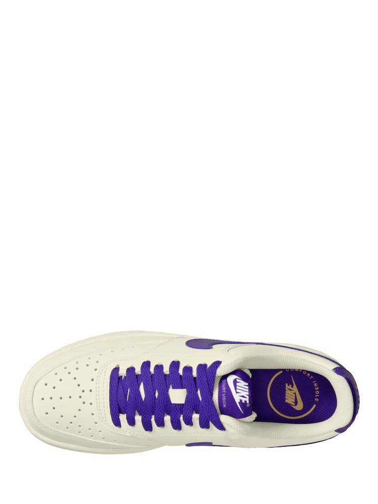 Nike White Blue Court Vision Low Trainers - Image 2 of 3 Nike White Blue Court Vision Low Trainers - Image 2 of 3