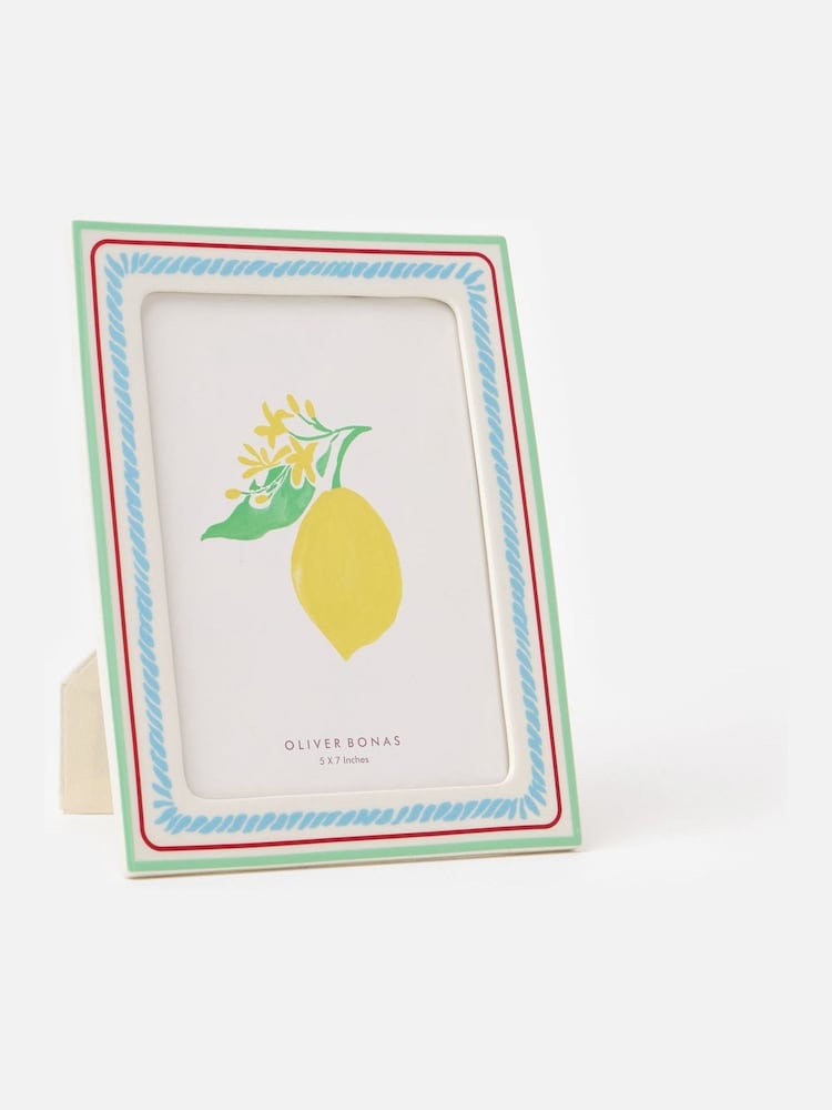 Oliver Bonas White Serra Ceramic Photo Frame 5x7 - Image 1 of 5