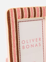 Oliver Bonas Pink Damia Pink & Brown Beaded Photo Frame 4x6 - Image 4 of 5