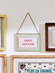 Oliver Bonas Gold Soul Sister Hanging Glass Wall Art - Image 1 of 5