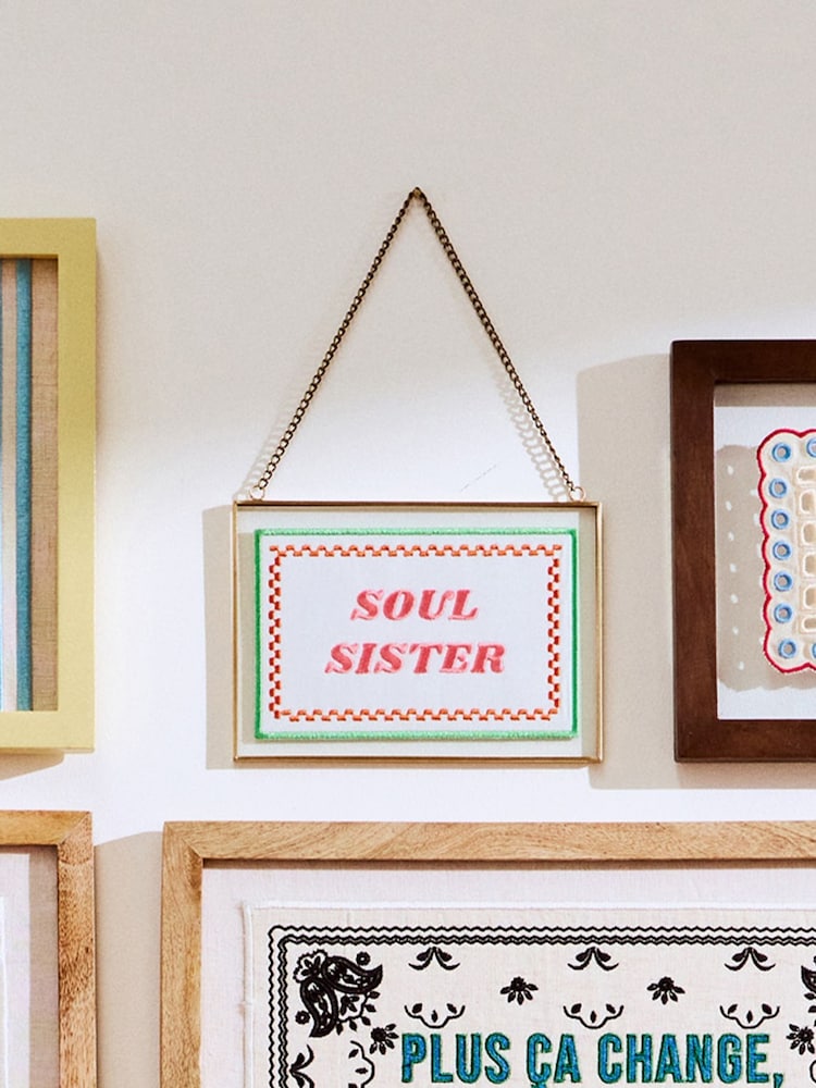 Oliver Bonas Gold Soul Sister Hanging Glass Wall Art - Image 1 of 5