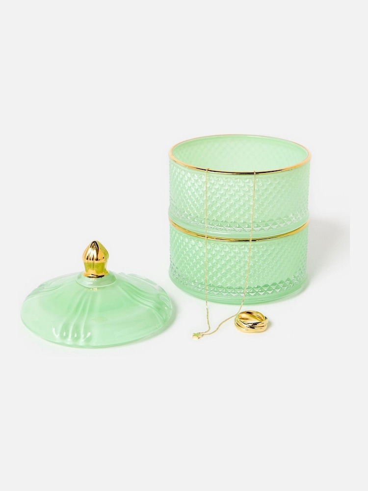 Oliver Bonas Mint Green Ola & Gold Stacking Storage Pot - Image 2 of 6