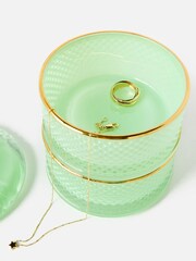 Oliver Bonas Mint Green Ola & Gold Stacking Storage Pot - Image 3 of 6