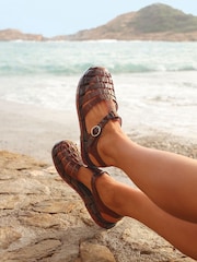 Linzi Brown Wave Jelly Fisherman Flat Sandals - Image 1 of 5