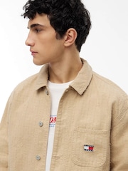 Tommy Jeans Gold Oversized Fit Textured Canvas Overshirt - Image 4 of 5