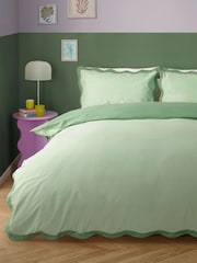 Furn Green Wiggle Scallop Duvet Cover Set - Image 1 of 3