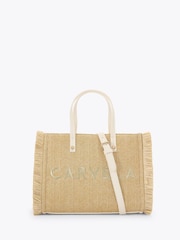 Carvela Cream Frame Raffia Midi Bag - Image 1 of 4