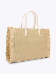 Carvela Cream Frame Raffia Midi Bag - Image 3 of 4