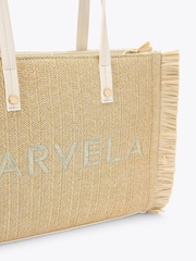 Carvela Cream Frame Raffia Midi Bag - Image 4 of 4
