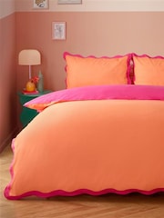 Furn Coral Pink Wiggle Scallop Duvet Cover Set - Image 1 of 3