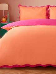 Furn Coral Pink Wiggle Scallop Duvet Cover Set - Image 3 of 3
