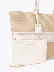 Weiß - Carvela Frame Raffia Tote Bag - Bild 5 von 5