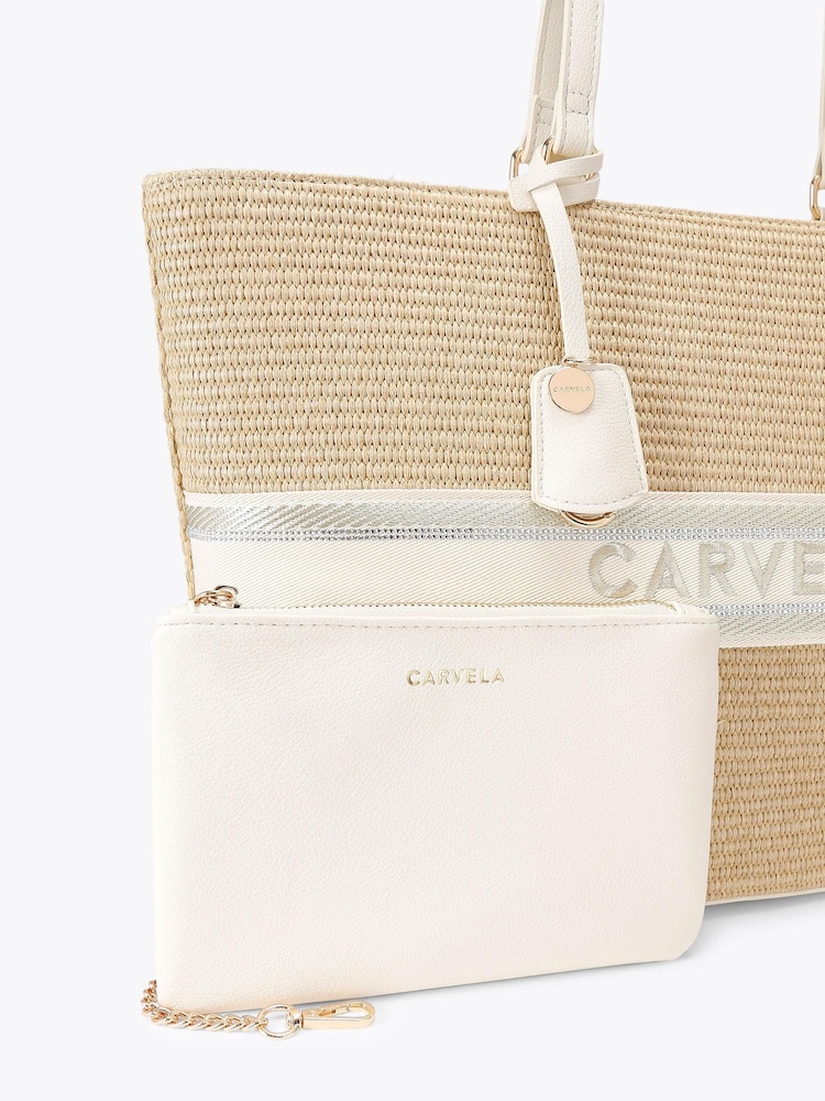 Weiß - Carvela Frame Raffia Tote Bag - Bild 5 von 5