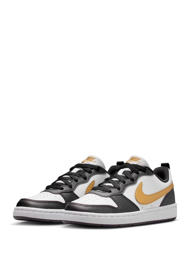 Nike Black/White Gold Youth Court Borough Low Recraft Trainers - Image 2 of 7 Nike Black/White Gold Youth Court Borough Low Recraft Trainers - Image 2 of 7