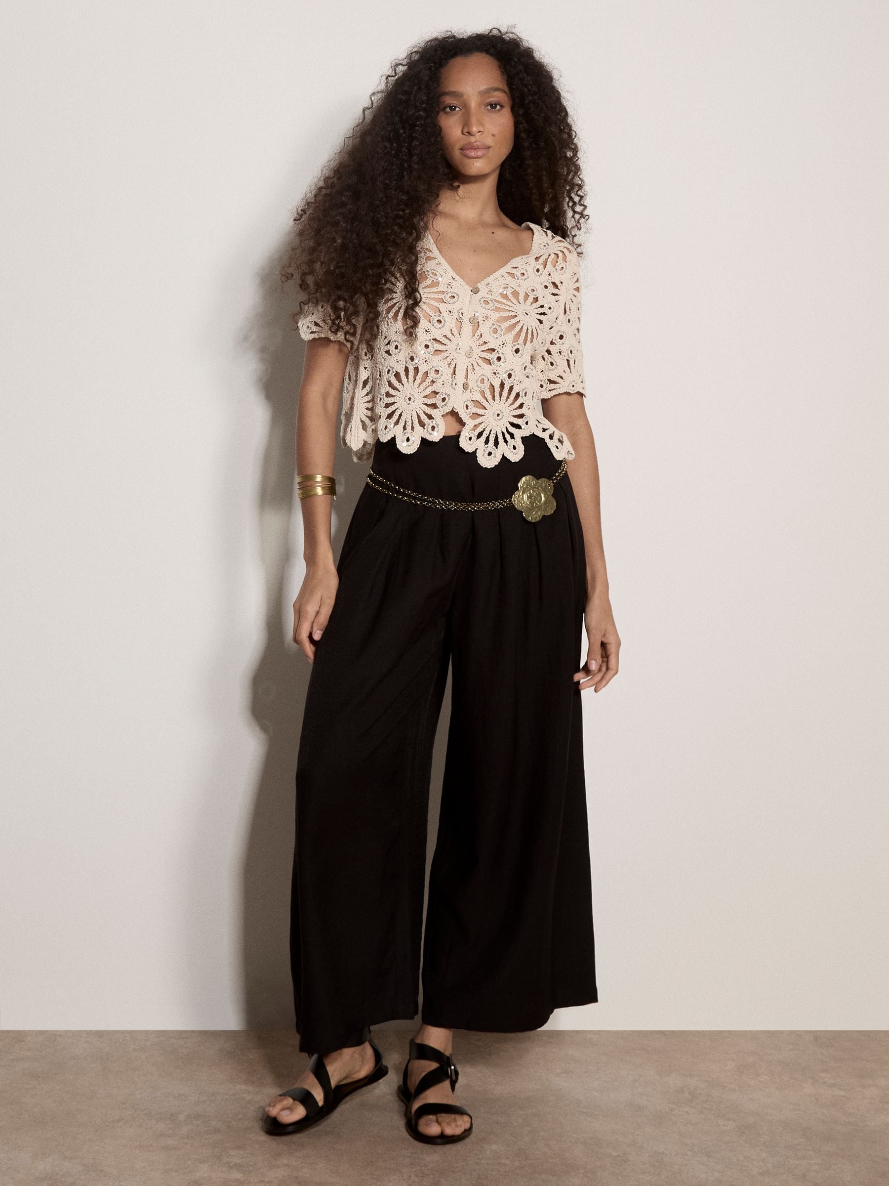 Buy Apricot Natural Floral Sequin Crochet Cardigan from Next Canada