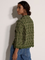 Apricot Applique Flowers Cropped Shirt - Imaginea 2 din 4