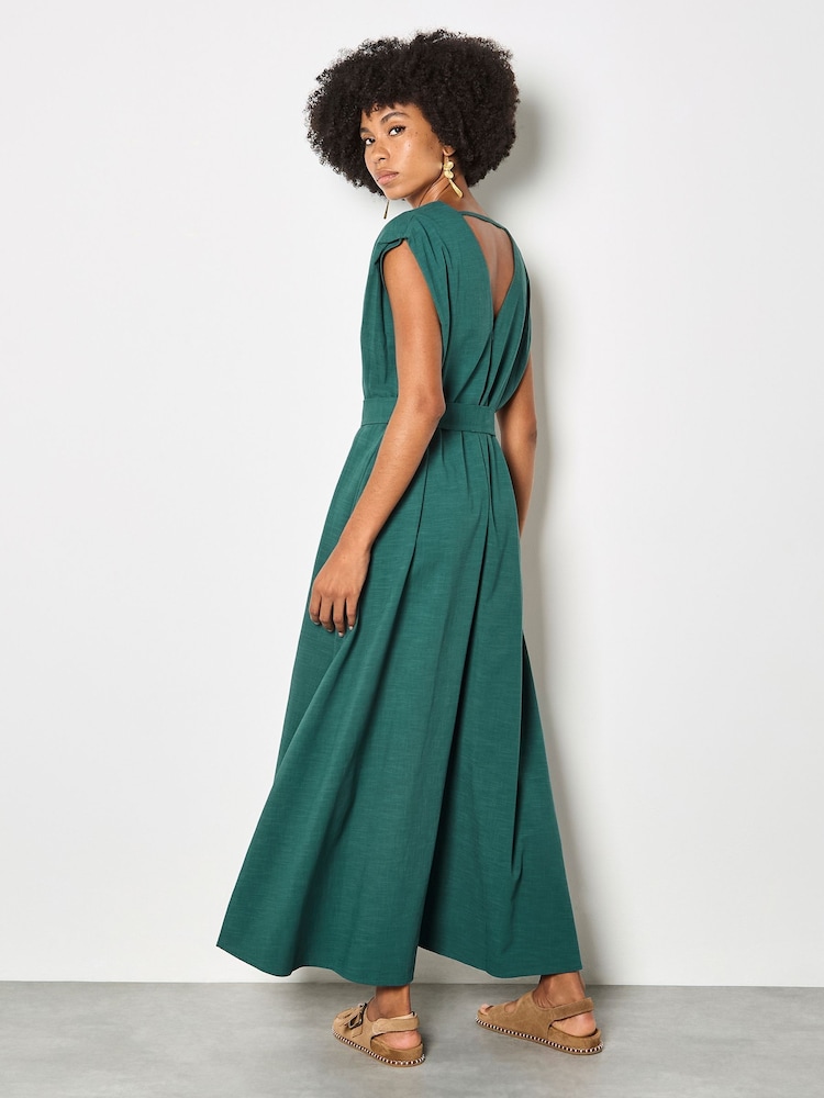 Apricot Green Cotton Blend Wide-Leg Jumpsuit - Image 2 of 4