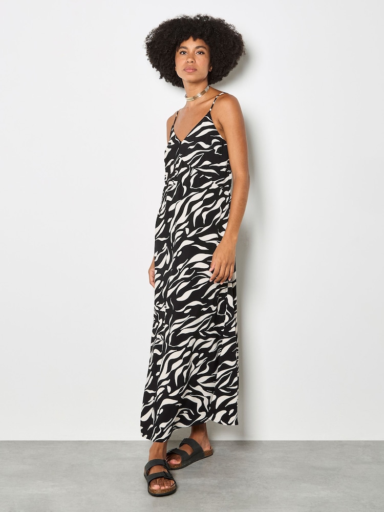 Apricot Black Animal Print Trapeze Cami Maxi Dress - Image 2 of 5