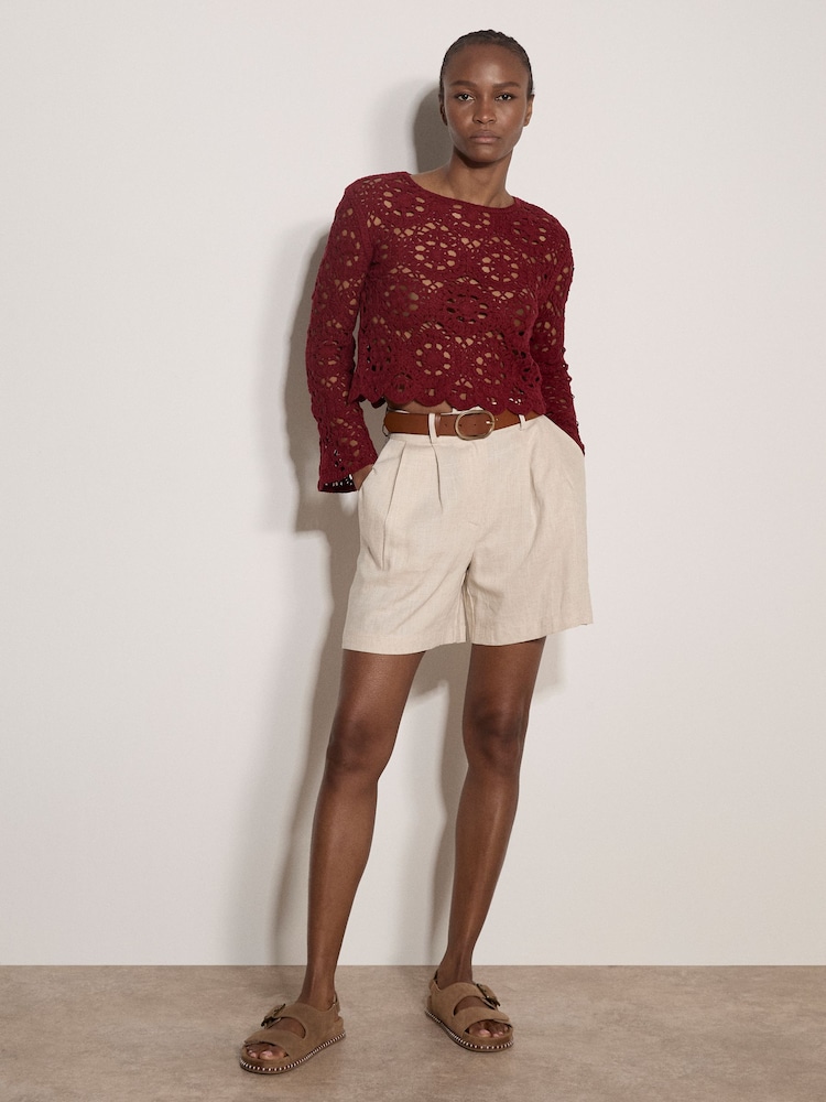 Apricot Red Boho Floral Crochet Top - Image 4 of 4